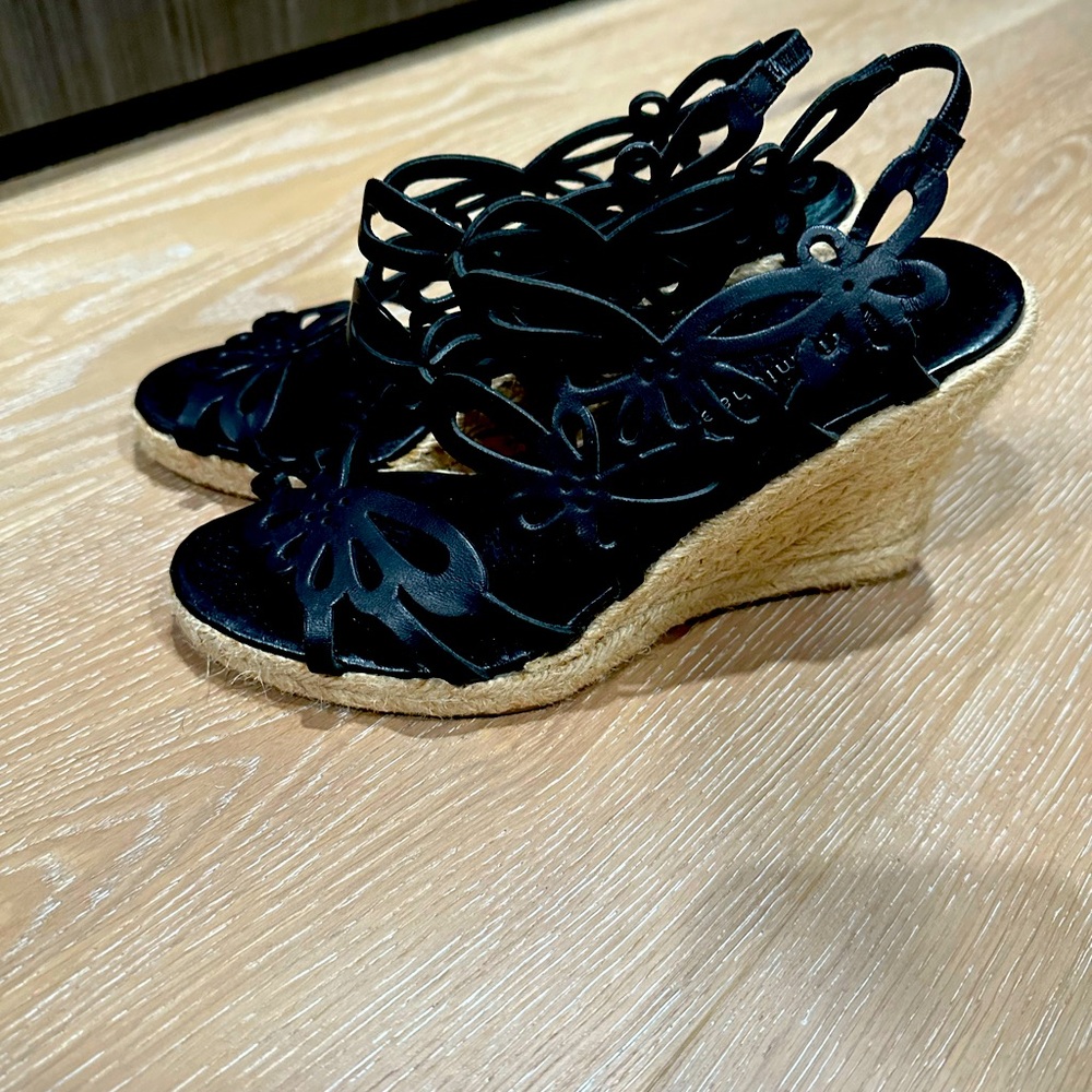 Eric Michael black leather wedge